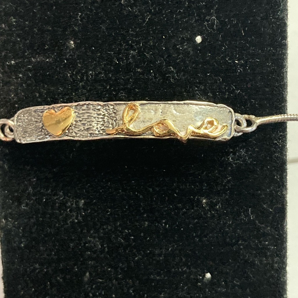 Shablool Didae Sterling Silver And Goldtone Heart Love Bolo Bracelet